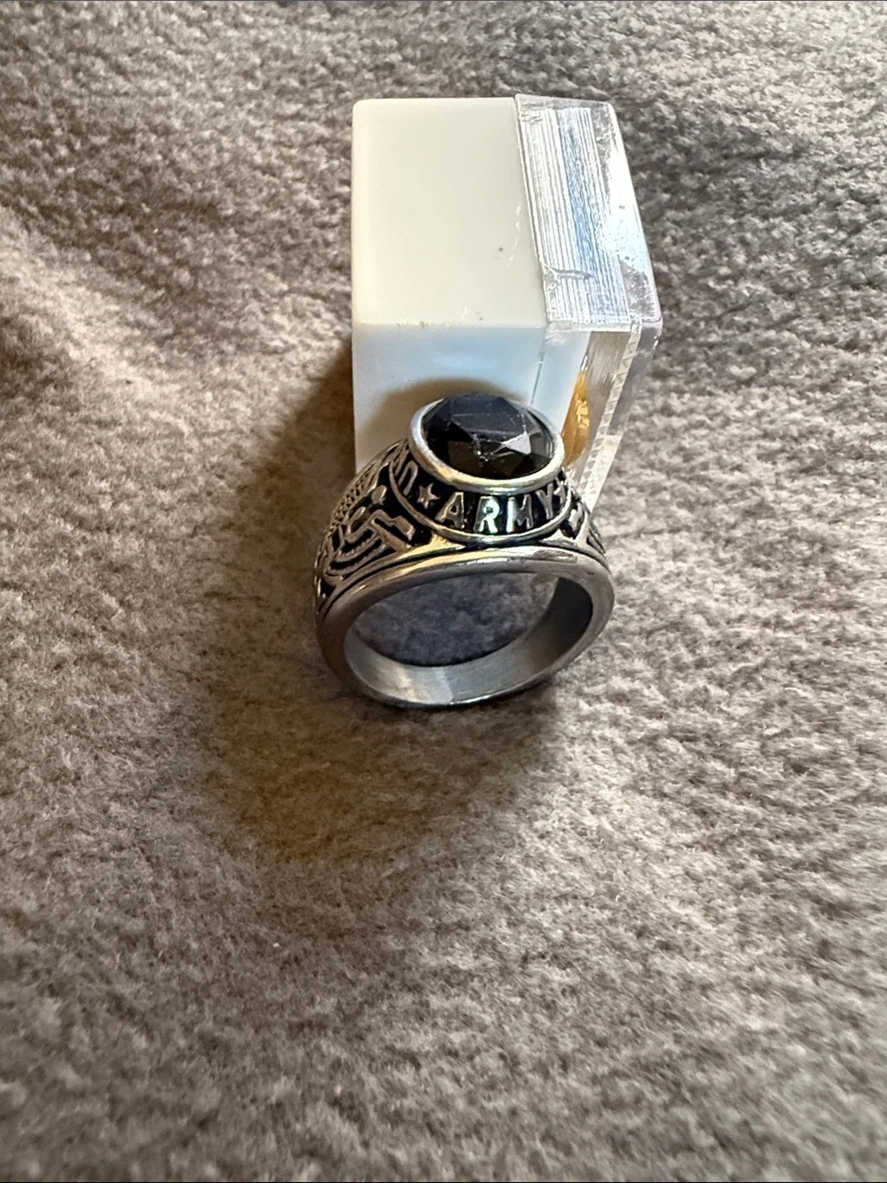 Black Stone Army Signet Ring - Unbranded